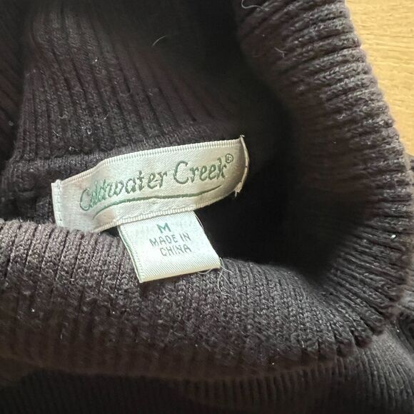 Coldwater Creek medium black Ribbed Turtleneck Sweater pullover minimalist - Picture 2 of 11